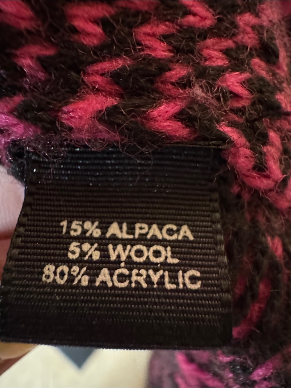 Alpaca Connection Peru Hooded Alpaca Wool Poncho Pink Black One Size - Picture 6 of 9